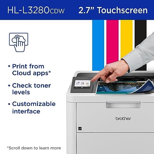 Brother HL-L3280CDW Wireless Compact Digital Color Printer with Laser Quality Output, Duplex, Mobile Printing & Ethernet | Includes 2 Month Refresh Subscription Trial¹,Works with Alexa 6
