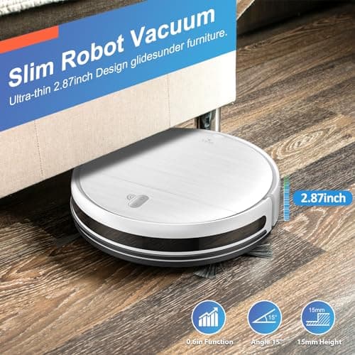 MAMNV Robot Vacuum and Mop,for Pet Hair Robotic Vacuum Cleaner Self-Charging & Zigzag Path Cleaning, with Alexa/Voice/App,Powerful & Quiet Slim 2.87" 5