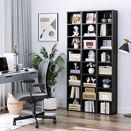 FOTOSOK 8-Tier Media Tower Rack, 11.6 X 9.3 X 70.9 Inches CD DVD Slim Storage Cabinet with Adjustable Shelves, Tall Narrow Bookcase Display Bookshelf for Home Office, Black 9