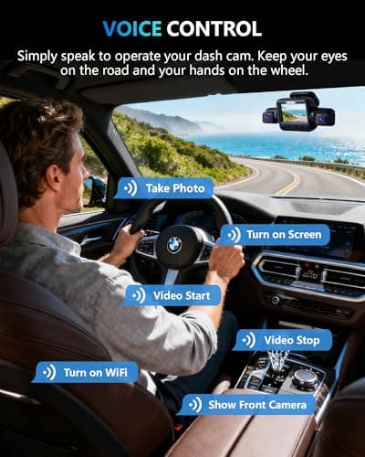 Dash Cam 4 Channel Front and Rear Inside, 360° Car Camera 4K UHD, Dash Camera for Cars Built-in Wi-Fi GPS, Dashcam Free 64GB Card, Voice Control, CPL Filter, WDR Night Vision, 24H Parking Mode(V8PLUS) 8