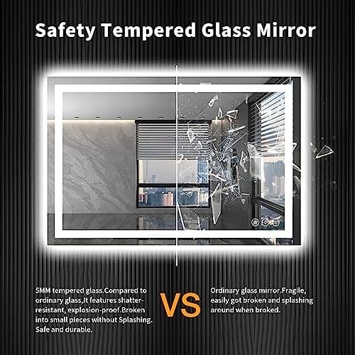 LOAAO 40X32 LED Bathroom Mirror with Lights, Anti-Fog, Dimmable, Backlit + Front Lit, Lighted Bathroom Vanity Mirror for Wall, Memory Function, Waterproof, Tempered Glass 8