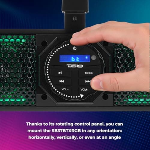 DS18 SB37BTXRGB 37" Marine Amplified Soundbar with Bluetooth USB & RGB Lighting, 10 Speakers, 1200 Watts, Rotating Control Panel, Great for Powersports, SXS, Golf Cart, ATV/UTV Soundbar 37 Inches 6
