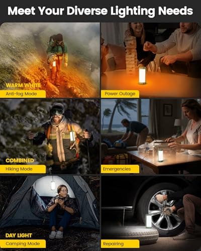 Glocusent 106 LED Camping Lights, Up to 80Hrs, 5000mAh Camping Lantern Rechargeable with 5 Brightness 3 Modes & SOS, IP68 Waterproof, Max 1200LM, Lanterns for Power Outages Hiking Emergency Hurricane 6