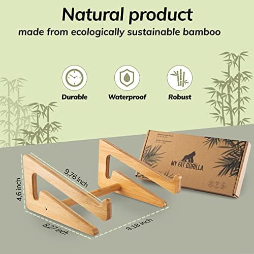 MY FAT GORILLA - Bamboo Laptop Stand, 10-15 inches, Universal Laptop Shelf, Ergonomic MacBook Holder, Laptop Riser for Desk 7
