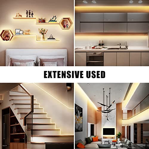 Tatazone White COB Led Strip Lights Max with RF Remote, 16.4ft 3000K Dimmable Ultra Bright Warm White COB Light Strip, Adhesive Indoor COB Led Lights for Living Room, Shelf, Cabinet 7