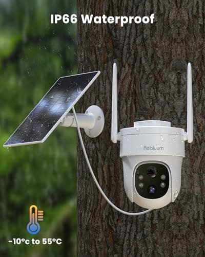 Rebluum Security Camera Outdoor Wireless, 3K/5MP Solar Camera Outdoor Wireless, Battery Powered 360°PTZ, Color Night Vision,PIR Motion Detection,2-Way Audio,Compatible with Alexa 5