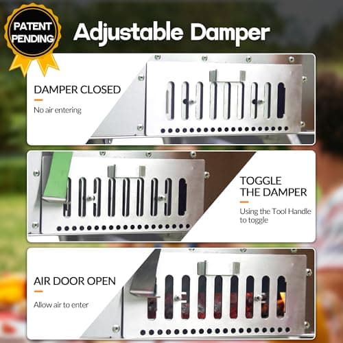 BIG HORN OUTDOORS 16" Woodfire Pizza Stone Oven, 1112°F Outdoor Stainless Pizza Cooker, Portable for Party Usage, Sliver 8