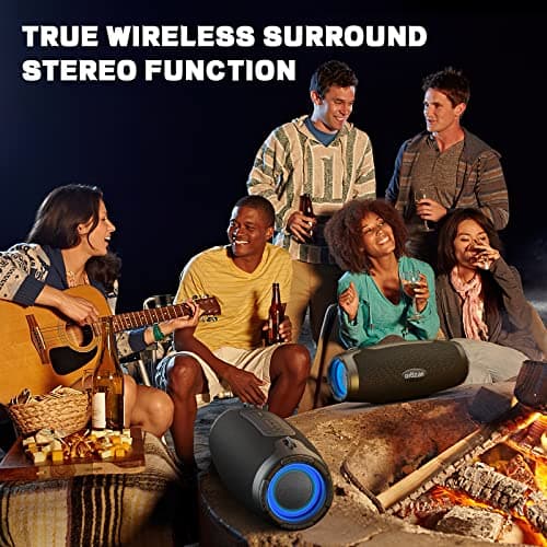 Ortizan 80W Bluetooth Speaker - Powerful Sound and Deep Bass, Portable Wireless, IPX7 Waterproof, 12H Playtime, Power Bank, EQ, USB, LED Lights - Outdoor Loud Subwoofer Boombox for Party, Camping 7