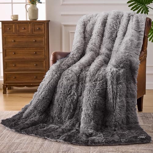 yescool Weighted Blanket for Adults (20 lbs, 60" x 80", Smoke Gray) Heavy Blanket for Sleeping Perfect for 140-160 lbs, Queen Size Faux Fur Blanket with Premium Glass Bead, Machine Washable