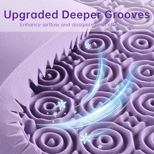 MUXHOMO 3 Inch 7-Zone Queen Mattress Topper, Egg Crate Memory Foam Mattress Topper Queen Size for Back Pain, Lavender Cooling Gel Infused Bed Pad, CertiPUR-US and Oeko-TEX Certification (60"×80") 5