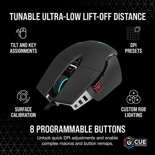 Corsair M65 RGB Ultra Tunable FPS Gaming Mouse Marksman 26,000 DPI Optical Sensor, Optical Switches, AXON Hyper-Processing Technology, Sensor Fusion Control, Tunable Weight System - Black 7