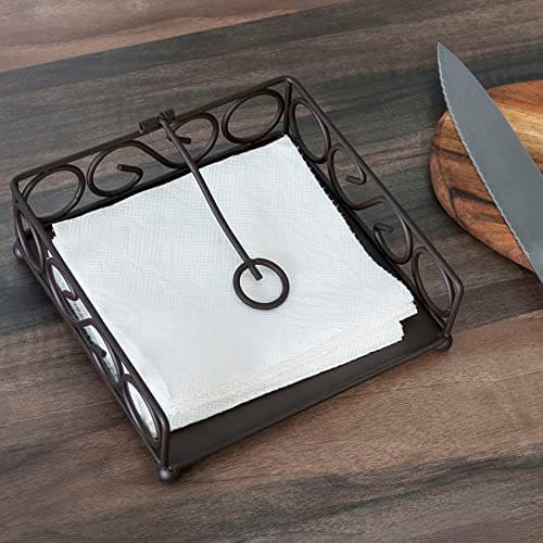 Napkin Holder For Table, By Home Basics (Bronze) | Napkin Holders For Kitchen | Scroll Design Table Napkin Holder with Stopper Medium 5