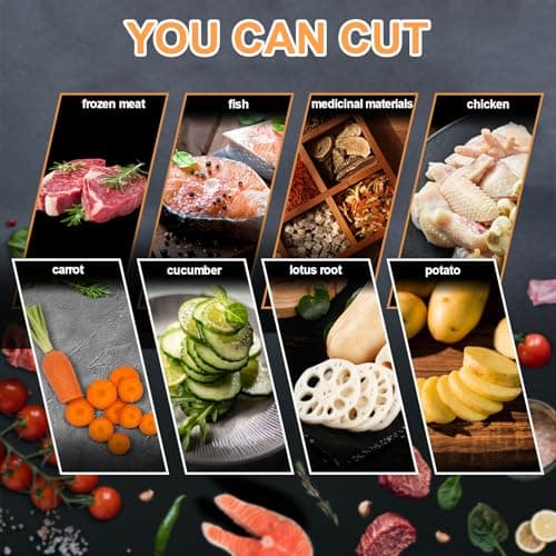 Meat Slicer Bone Cutter 20in，Manual Ribs Chopper for Chicken Fish or Beef，Stainless Steel Frozen Meat Slicer with Food Tray 5