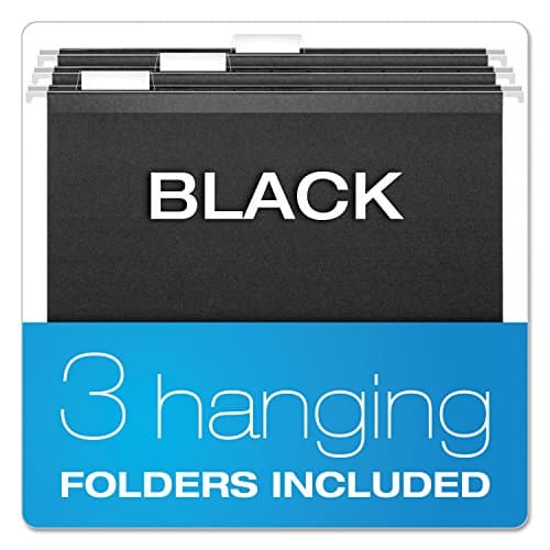 Pendaflex Portable File Box with File Rails, Hinged Lid with Double Latch Closure, Black, Includes 3 Letter Size Hanging Folders (41732) 6