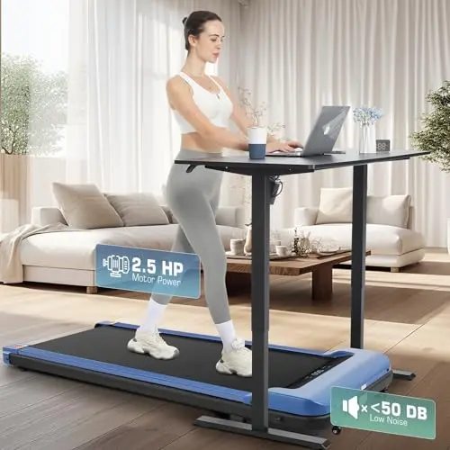 Ancheer Walking Pad, Max 300 Lbs Capacity, Under Desk Treadmills for Home Office, 2.5 HP Quiet Portable Walking Treadmill with LED Screen/Remote Control Black 6