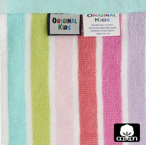 ORIGINAL KIDS 6 Piece Towel Set - 2 Bath Towels, 2 Hand Towels, 2 Washcloths - 100% Cotton - Soft Absorbent Quick Dry - Durable Pool Shower Beach - Gift - Pink Multi 5