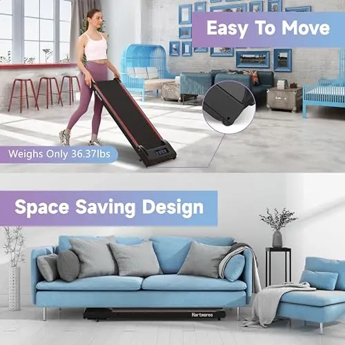 Hartwares Walking Pad Under Desk Treadmill, Portable Mini Treadmill for Home/Office/Small Spaces, 2.5HP Quiet Brushless Walking Jogging Machine with 265 lbs Weight Capacity, Remote & App Control 7