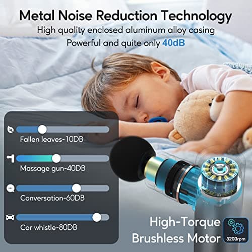 arboleaf Massage Gun Deep Tissue, Balance of Power & Portability Full-Metal Percussion Massager with Silent Brushless Motor - Ultra-Quiet Pocket-Sized for Athletes Back Pain Relief Home Office Travel 6