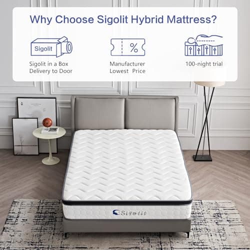 sigolit 12 Inch Queen Size Hybrid Mattress - Medium Firm, Memory Foam & Pocket Springs, Motion Isolation, Edge Support, Pressure Relief, Ships Compressed（13） 5