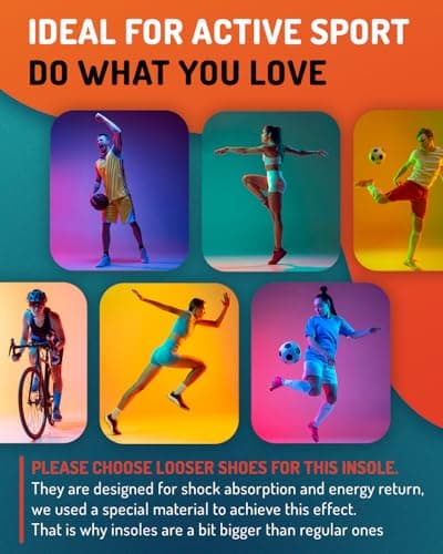 CRUVHEAL Sport Shock Absorbing Insoles - Basketball Athletic Shoe Cushioning Inserts Men Women - Ideal for Active Sports Running Training - Neutral Arch for Sneakers Shoes, M 7