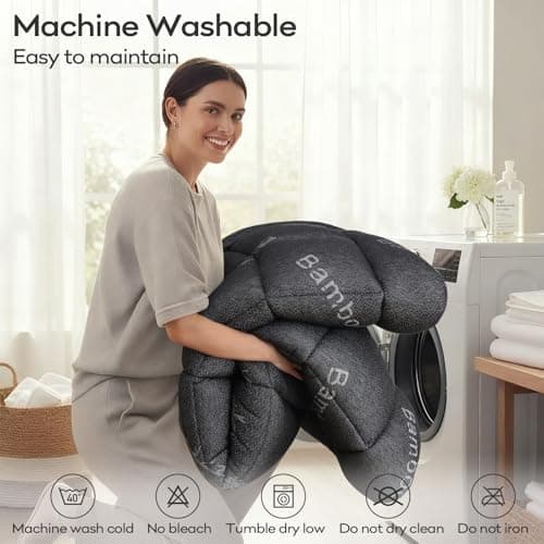 OLANLY King Mattress Topper – Viscose Made from Bamboo, Cooling Soft King Pillow Top Mattress Pad for Back Pain Relief, Plush Down Alternative Fill Bed Topper with Elastic Deep Pocket, Dark Gray 6