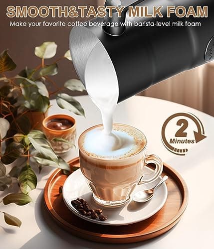 NWOUIIAY 4 in 1 Milk Frother Electric and Steamer 11.8 oz/350ml Hot/Cold Foam Maker Intelligent Temperature Control Electric Milk Warmer for Latte/Coffee/Hot Chocolate/Cappuccino 6