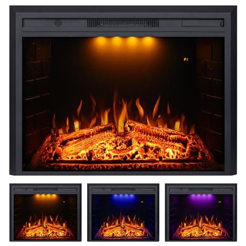 Valuxhome Electric Fireplace, 33 Inches Electric Fireplace Insert, Fireplace Heater with Overheating Protection, Fire Crackling Sound, Remote Control, 750/1500W, Black