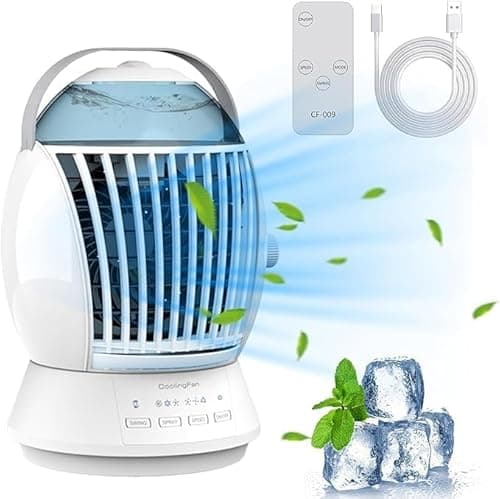 Antetek Portable Air Conditioners Fan, 45° Oscillation, 3 Speeds, Small Mini Ac Unit for Bedroom - Air Cooler for Room - Car Ac - Mini A/C for Office Outdoor Camping