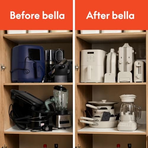 bella Flip-n-Store Waffle Maker with EverGood™ Ceramic Nonstick Coating, Fits-anywhere™ Kitchenware, Power Indicator Light, Cool Touch Handle & Cord Wrap, 7” Wide & 1" Deep Plates, 1000 Watt, Blossom 8