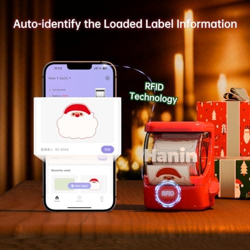 NEW1 Label Printer +4 Rolls Labels, 2 Inch Portable Inkless Bluetooth Label Maker for Small Business, Home, School, Automatic Label Recognition, Sticker Printer for Address Logo Barcode Clothing（Red） 8