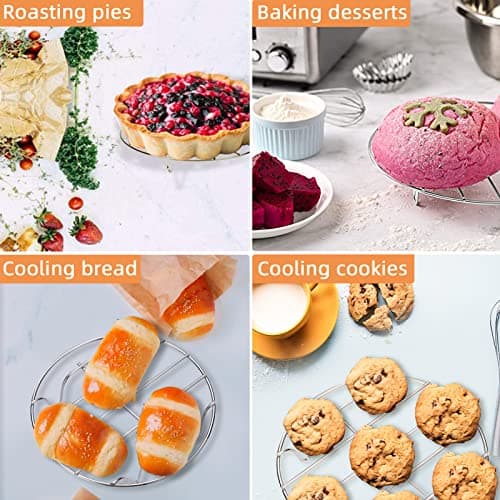 TamBee 7 Inch Round Cooking Rack Air Fryer Rack Cooking Steaming 304 Stainless Steel Round Rack Cross Wire w Stand Cookware for Air Fryer Pressure Cooker Canning 2Pcs(2,7Inch) 5