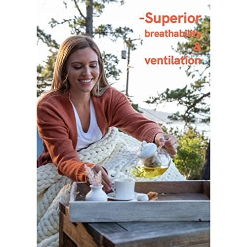 YnM Weighted Blanket, Handmade Chunky Yarn Knitted Design, Soft and Cozy, Temperature Regulating and Breathable, Machine Washable Throw for Sleep or Home Decor (Dark Grey, 60x80 Inch, 20lbs) 5