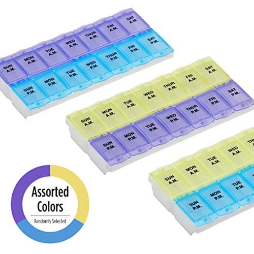 EZY DOSE (14-Day) AM/PM Pill Planner, Medicine Case, Vitamin Organizer Box, 2X-Large Locking Compartments to Secure Prescription Medication and Prevent Accidental Spilling, Color May Vary, BPA Free 5
