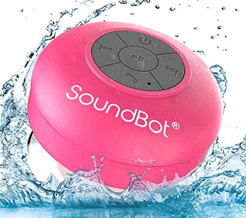 SoundBot® Waterproof Shower Speaker HD Water Resistant Bluetooth Handsfree Portable with Loud Clear Sounds 6+hrs of Playtime, Wireless Suction Cup Small Durable for Outdoors Travel Home SB510 (Pink) 8