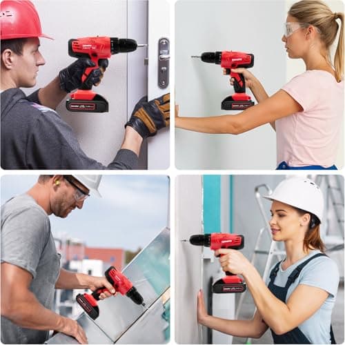 Cordless Drill Set, 2025 Upgraded 20V Power Drill Cordless, Electric Power Drills Set Tool with Battery and Charger 20 Volt Driver Kit, Electric Drills Set for Home Improvement 7