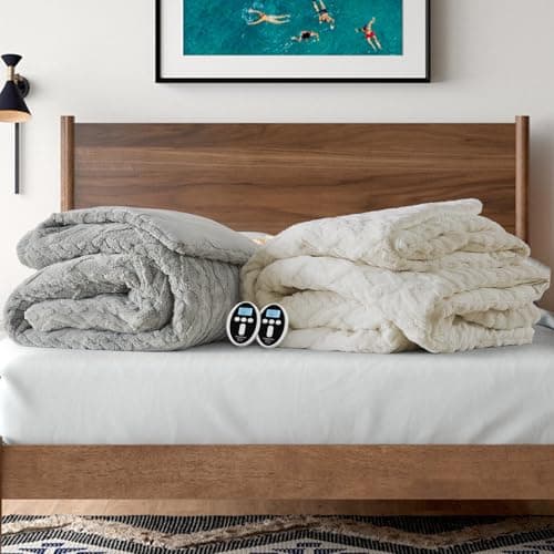 STARBEDIA Heated Comforter Blanket Queen Size with Wireless LCD Controller, Tufted Fast Heating Electric Quilt, 6 Heat Levels & 2-10H Time Settings, UL Certified, White Queen 90" x 90" 7