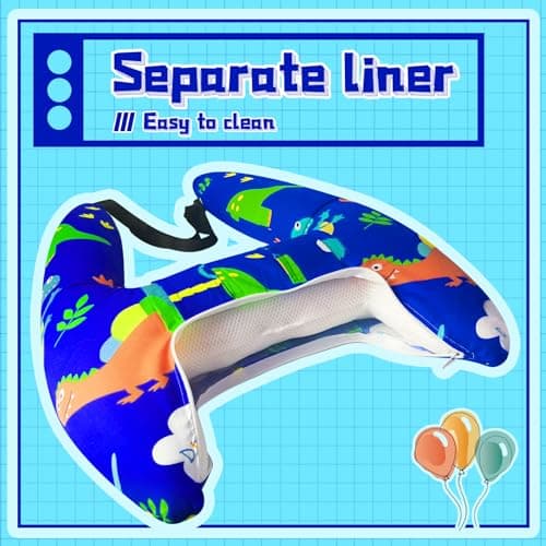 Ivtivfu H-Shape Car Seat Pillow for Kids (Blue Dinosaur), Kids Car Pillows for Sleeping, Child Car Sleeping Head Support, Travel Neck Rest Car Seat Pillow for Children Sleeping 5