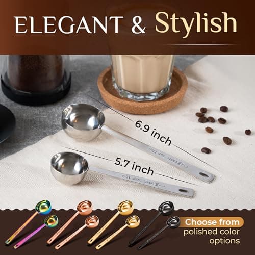 Orblue Premium Coffee Scoop Set - 1 Tbsp (15ml) & 2 Tbsp (30ml) Measuring Tablespoon - Stainless Steel Coffee Measuring Spoon and Scooper with Long Handles - Pack of 2 6