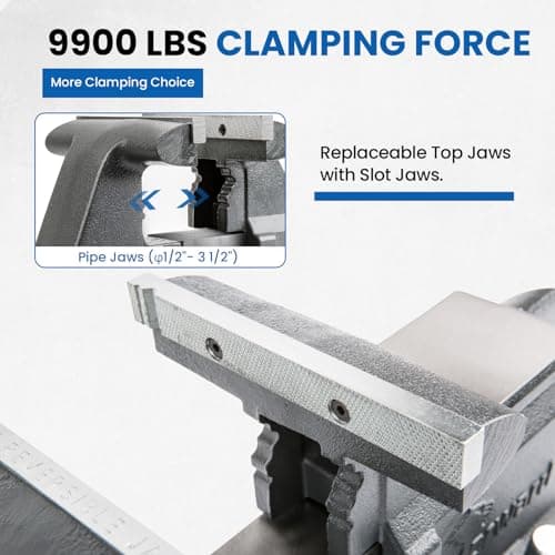 Forward CR60A 6.5 Inch Bench Vise Heavy Duty Vice with Anvil and 210 Degrees Swivel Base (6 1/2") 5