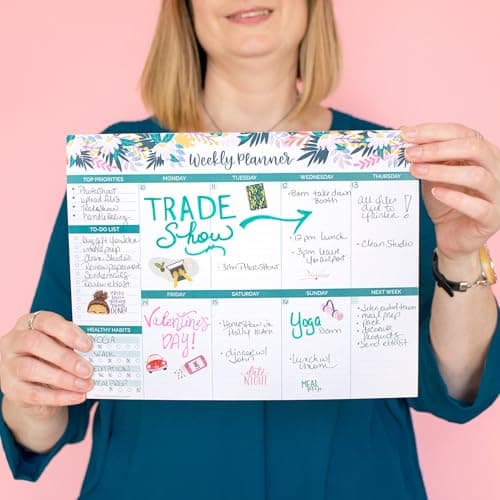 bloom daily planners Horizontal Weekly Tear-Off To Do List Planning Pad - Undated Notepad Organizer & Healthy Habit Tracker - 8.5” x 11” - Floral 6