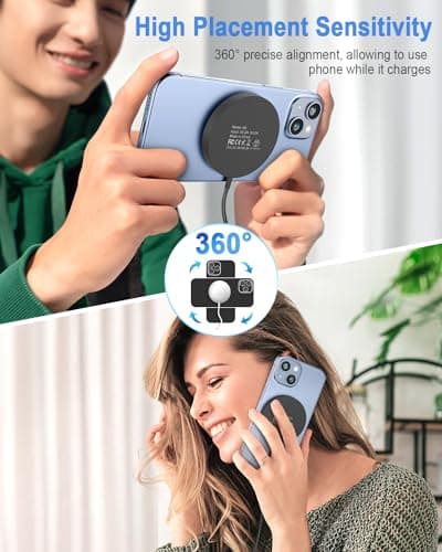 Magnetic Wireless Charger Mag Safe Charging Pad Compatible with iPhone 17/17 Pro Max/iPhone Air/16/15/15 Plus/14/13/12 Series, 2025 Upgraded Fast Mag-Safe LED Charger with 20W Type-C Adapter (Black) 6