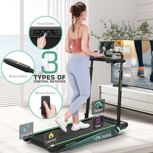 Walking Pad Treadmill with Desk Workstation,3.5 HP Foldable Treadmills with 15% Incline & Handle Bar,450lbs Capacity,2s Folding,Ultra-Quiet,Small/Compact Under Desk Treadmills for Home Ofiice 6