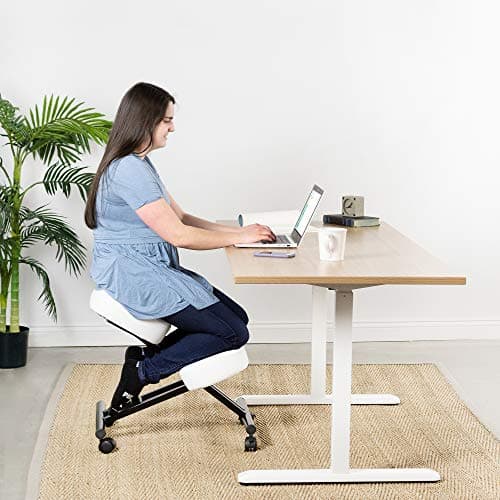 DRAGONN by VIVO Ergonomic Kneeling Chair, Adjustable Stool for Home and Office - Improve Your Posture with an Angled Seat - Thick Comfortable Cushions, White, DN-CH-K01W 7