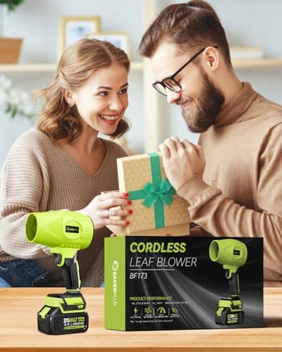 Saker Cordless Leaf Blower Portable Dust Cleaner Handheld Blowers 2 x 4.0Ah Batteries 180000 RPM Air Duster with Adjustable Speed for Drying Patio Cleaning Green 6