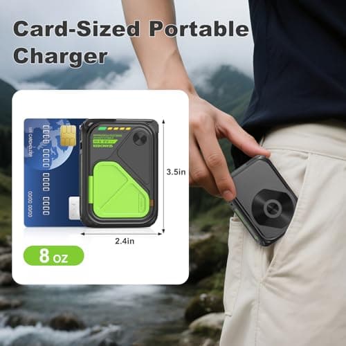 SEANCHEER P05 Portable Charger, Magnetic Power Bank, Small Wireless PowerBank, Battery Pack 10000mAh Travel Essentials Fast Charging with Built in Cable, Foldable Wall Plug for iPhone,Samsung,Andriod 7