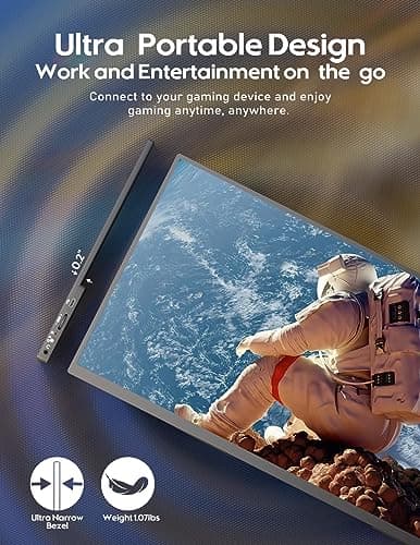 ZSCMALLS 14.5'' 4K 60Hz Portable Gaming Monitor for Laptop, 3840P×2400P IPS Screen with HDR, 1500:1 FreeSync, Ultra Slim & Eye Care,Travel Monitor External Screen for Laptop, PC, PS5, Mac, Xbox 6