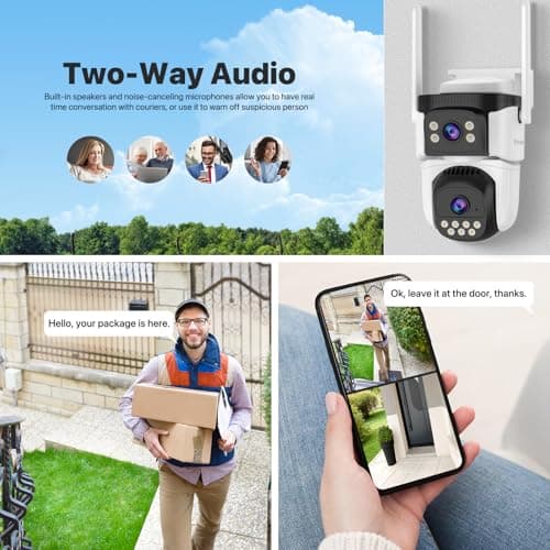VSTARCAM 3MP+3MP Dual-Lens Outdoor Security Camera Wireless, 2K, 360° View, Color Night Vision, PIR Motion Detection, Spotlight Siren Alarm, 2-Way Talk, IP66 Weatherproof, Cloud/SD Storage 6