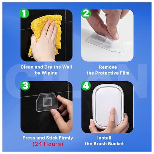 CiLoN Wall-Mounted Disposable Toilet Brush Kit and 30 Fresh Bleach Scrubbing Sponge Pads. Bathroom Space Saving Toilet Wand kit. Toilet Bowl Brush and Holder Set. (Starter Kit + 30 Brush) 5