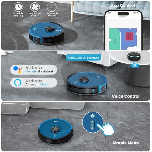 OKP L3 Robot Vacuum Self Emptying Station for 60 Days, LiDAR Navigation, 200Min,4000Pa Suction, 2.4G WiFi/App/Alexa Control, Robotic Vacuum for Pet Hair, Carpet, Floors,Blue 7