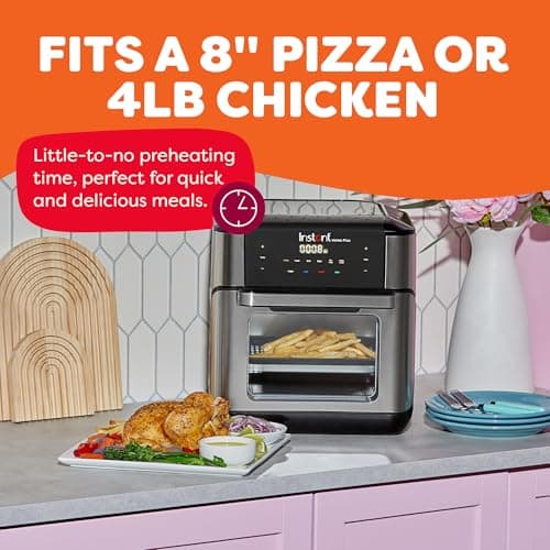 Instant Pot 10QT Air Fryer, 7-in-1 Functions with EvenCrisp Technology that Crisps, Broils, Bakes, Roasts, Dehydrates, Reheats & Rotisseries, Includes over 100 In-App Recipes, Stainless Steel 6